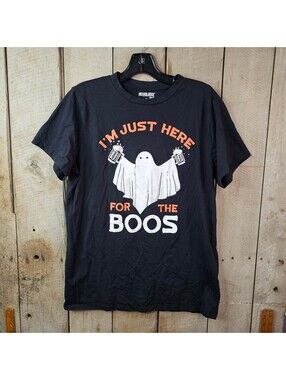 Mission Ridge Men's M Black I'm Just Here For The Boos Ghost Beer T-Shirt